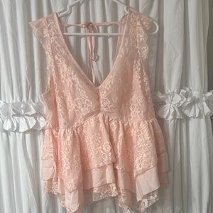 Pink Lace Sleeveless Top
